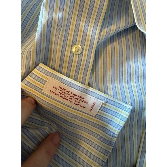 Brooks Brothers‎ Shirt Mens 15.5-34 Traditional Fit Dress Button Up Blue Yellow - Picture 7 of 8